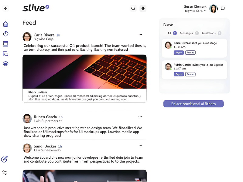 Red Social Empresarial Interface